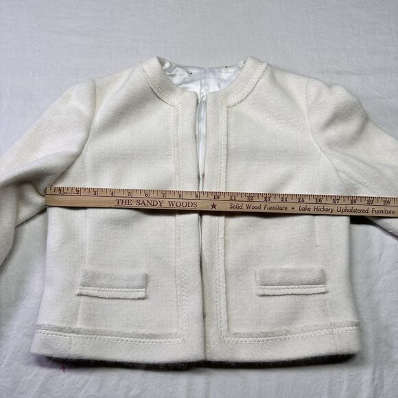 Vintage Style Cream Cropped Jacket Boxy Fit Lined Hook Closure Minimalist - Picture 6 of 7